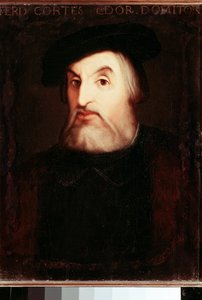 Porträt von Hernan Cortes, spanischer Eroberer Mexikos. Anonymes Gemälde. Madrid, Nationalbibliothek. von Unknown artist