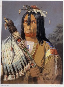 Porträt von Kee-Ake-Saa-Ka-Wow mit dem Kalumet - in „Wandering of an artist among the indians of north america“ von Paul Kane, Longmans & Roberts, London von Unknown artist