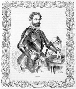 Porträt von Luis de Camoens in Rüstung - Gravur