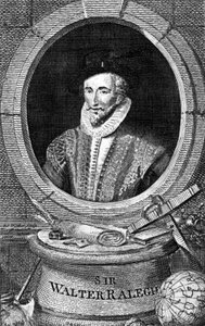 Porträt von Sir Walter Raleigh (1554 - 1618), englischer Höfling, Navigator und Schriftsteller. Gravur aus dem 18. Jahrhundert. von Unknown artist