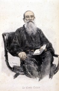Porträt von Tolstoi, Gravur 1888 von Unknown artist