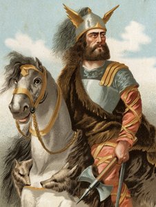 Porträt von Viriathe. in Latein Viriatus oder Viriathus, lusitanischer Häuptling (keltisches Volk) (139 v. Chr.) nach „Hombres y Mujeres celebres“. Barcelona 1877