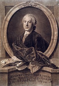 Porträt des englischen Komponisten Johann Adolf Hasse (1699-1783) (Stich). 18. Jahrhundert. Bologna, Civico Museo Musico von Unknown artist