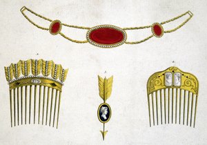 Kostbare Kämme und Nadeln, um 1810