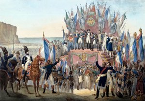 Verleihung der Ehrenlegion durch Napoleon Bonaparte im Tal von Terlincthum in Boulogne (16. August 1804) Gravur - Paris, Musée de l