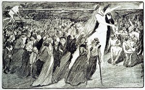 Prozession während der Wallfahrt in Lourdes, Allegorie von Theophile Alexandre Steinlen (1859 - 1923) illustriert "Lourdes" von Emile Zola (1840-1902) aus "Gil Blas illustrious" von Unknown artist