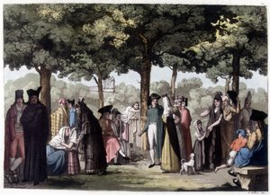Promenade der Esplanade in Barcelona. Lithografie des 19. Jahrhunderts von Unknown artist