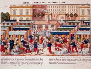 Preußischer Krieg: Eisenbahnwaggons als Ambulanzen, Metz, Frankreich