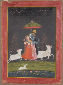 Radha und Krishna im Regen von Unknown artist