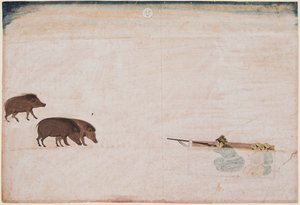 Raja Ram Chand von Amber (r. 1667–88) jagt Wildschweine
