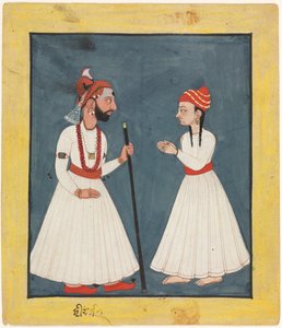 Raja Shamsher Sen mit einem Jugendlichen von Unknown artist