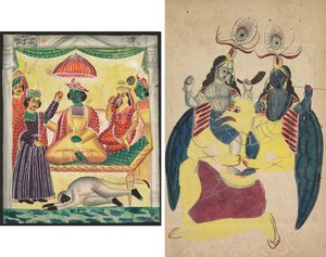 Rama und Sita (recto); Garuda trägt Balarama und Krishna (verso) von Unknown artist