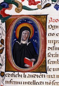 Darstellung der Heiligen Klara von Assisi (ca. 1192-1253), Gründerin des Klarissenordens. Miniatur aus einem Manuskript des 15. Jahrhunderts von Unknown artist