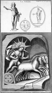 Darstellung der Sonne und Apollon. Bilder aus alten Darstellungen. Gravur 19. Jahrhundert von Unknown artist