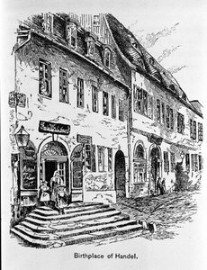 Darstellung des Hauses, in dem Georg Friedrich Händel geboren wurde. von Unknown artist