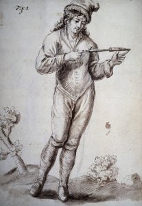 Rhabdomancia: Abhandlung mit dem Titel „die okkulte Physik oder Abhandlung über die göttliche Rute und ihre Verwendung zur Entdeckung von Wasserquellen, Minen...“ von Abt von Vallemont: verschiedene Arten der Verwendung der Sucherrute. Manuskript aus dem 1 von Unknown artist