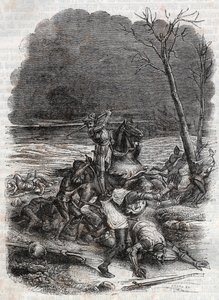 Roland massakriert die Leute von Cymosque (Gravur von 1851 aus „Furioser Roland“) von Unknown artist