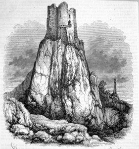 Ruinen des Schlosses La Roquette - Gravur von Unknown artist