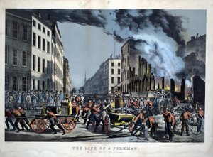 Szene aus dem Alltag amerikanischer Feuerwehrleute von Unknown artist