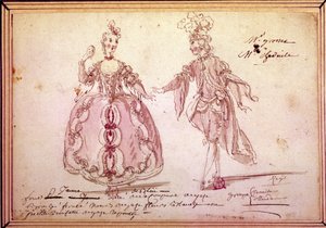 Szenografie: Kostümzeichnung für die Pastorale „Nais“ von Jean Philippe Rameau (1683-1764) 1764. Aquarell von Unknown artist