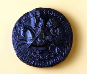 Siegel von Simon von Montfort IV (1150 - 1218), Teilnehmer des 5. Kreuzzugs 1202 und des Kreuzzugs gegen die Albigenser 1209