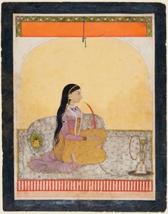 Sitzende Dame raucht eine Wasserpfeife von Unknown artist