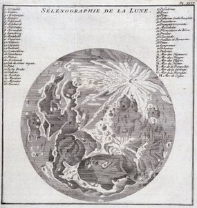 Selenografie des Mondes - in „Historische Reise durch Südamerika im Auftrag des Königs von Spanien“ von Don George Juan und Don Antoine de Ulloa, T.2, bei C.A. Jombert, Librairie du Roi, Paris von Unknown artist