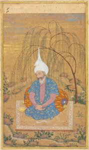 Shah Tahmasp I. (1514-1576) sitzt in einer Landschaft