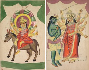 Sheetaladevi: Die Pockengöttin (recto); Durga (verso) von Unknown artist