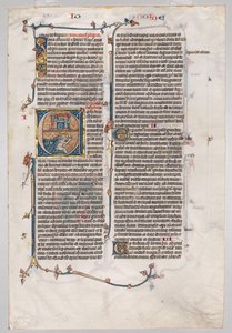 Einzelblatt aus einer Bibel: Initiale E[t factum est] mit Jona, der vom Wal verschlungen wird