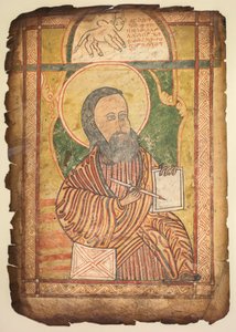 Einzelblatt aus einem Evangelienbuch mit einem Porträt des Hl. Lukas