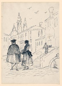 Skizze einer Straßenszene in Venedig