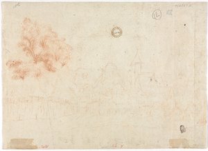 Skizze eines Dorfes (verso) von Unknown artist