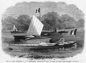 Skiff und Kanu neben der Kaiserin, gebaut von M.A. Searle de Stangate, in der Nähe von Lambeth - Gravur von Unknown artist