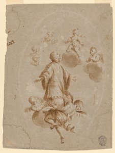 Der heilige Aloysius Gonzaga wird vom Christkind im Himmel empfangen von Unknown artist
