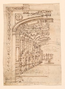 Bühnenbild: Arkade, die zu einem Garten führt