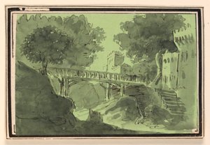 Bühnenbild, Brücke über Wasser