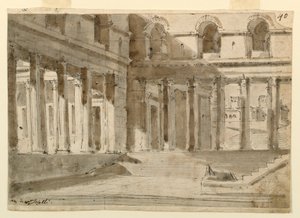 Bühnenbild, Palasthof mit Treppe von Unknown artist