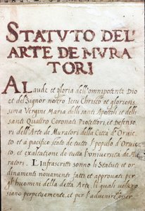 Tafel der Zünfte, Status der Maurer der Stadt Orvieto, Italien von Unknown artist