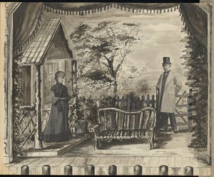 [Tableau vivant eines Mannes und einer Frau auf einer Theaterbühne] von Unknown artist