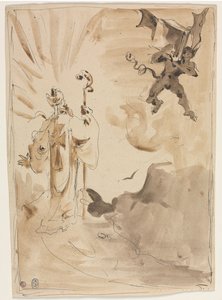 Der Bischof und der Dämon (recto) von Unknown artist