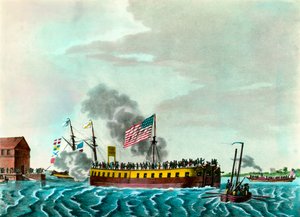 Die Dampffregatte Fulton „Manövrieren im Hafen von New York“