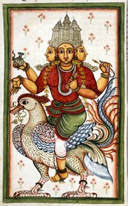 Die hinduistische Gottheit Brahma. Seite aus dem Manuskript (ms.8300) „Geschichte von Mogol“ (Moghul oder Moghol) von Stefano Nivibus Cardeira. 18. Jahrhundert. Biblioteca Marciana, Venedig von Unknown artist