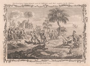 Die Landung von Captain Rogers Männern in Kalifornien und ihre Begrüßung durch die Einheimischen von Unknown artist