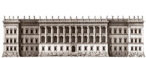 Der Louvre in Paris, Projekt von Gian Lorenzo Bernini: Erhebung der Hauptfassade zu den Tuilerien - Aus „Architecture françoise“ von Jacques-François Blondel - Gravur von Jean Marot von Unknown artist