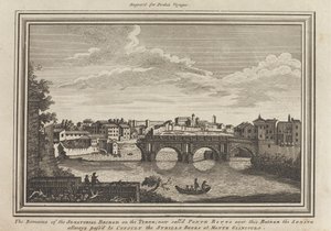 Die Überreste der Senatorenbrücke am Tiber; jetzt Ponte Rotto genannt, über diese Brücke passierte der Senat immer, um die Sybillinischen Bücher am Monte Gianiculo zu konsultieren von Unknown artist