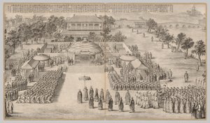 Das Siegesbankett: aus Schlachtszenen der Niederschlagung von Aufständen in den westlichen Regionen, mit kaiserlichen Gedichten