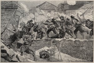 Der Krieg zwischen Serbien und Bulgarien, Serbo-Bulgarischer Krieg 1885 - Schlacht von Pirot, 27.11.1885 - Serbo-Bulgarischer Krieg Schlacht von Pirot 1885 von Unknown artist