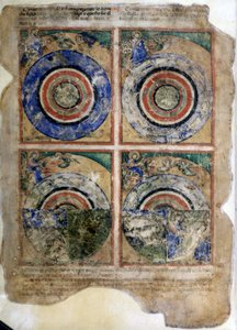 Die Erschaffung der Welt. Genesis. Miniatur aus Codex 212 (oder Padovano Codice oder Bibel von Padua) 1390-1400 Rovigo, Accademia dei Concordi von Unknown artist