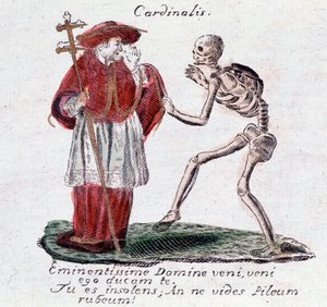 Der Totentanz, der Kardinal und ein Skelett (Druck)